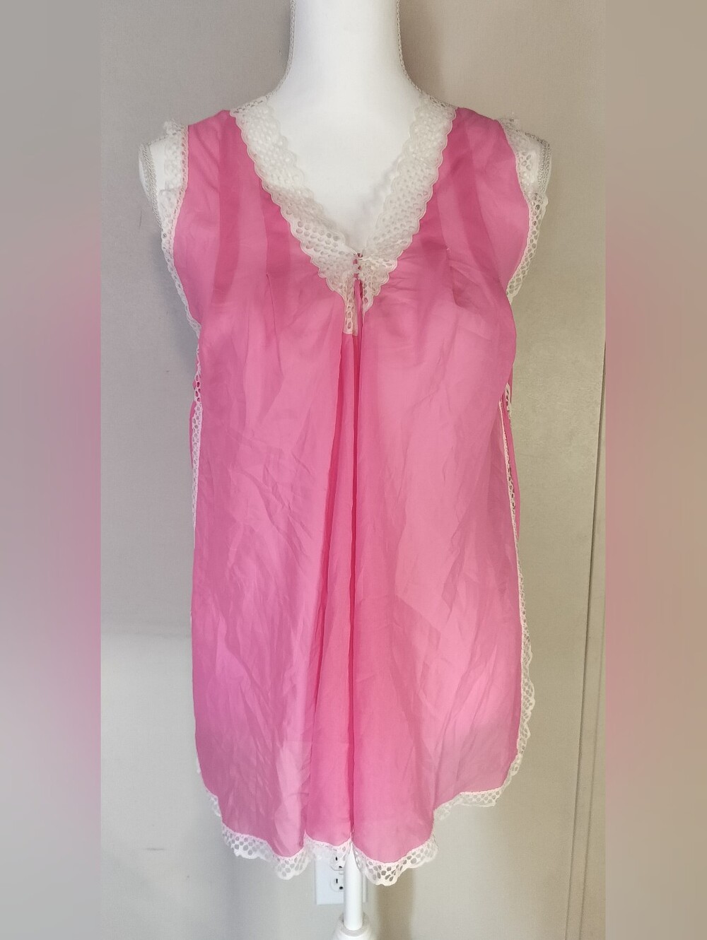 Dior Pink Lace-Trim Silk Camisole